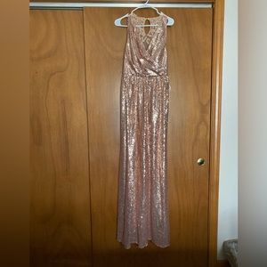 Renz Rags Rose Gold Sequin Gown